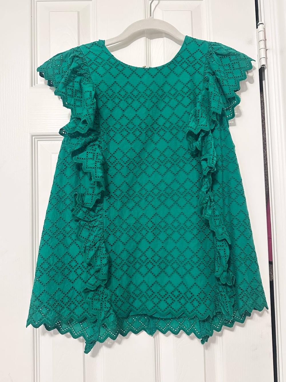 Lauren Ralph Lauren Emerald Green Ruffle Top
